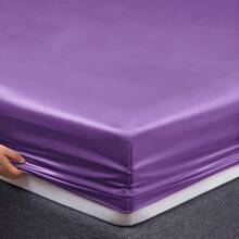 Silky Soft Pink Twin XL Satin Bed Sheets Set, 1 Deep Pocket Fitted Sheet + 1 Flat Sheet + 1 Pillowcase,  In 2025 - 紫色 - 查看 6