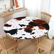 Water-Resistant Round Tablecloth With Elastic Edge For 40-44" Tables - Daily-cow Print - View 6