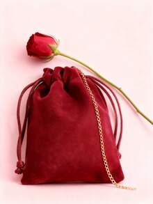 Saquinhos de veludo vermelho vinho com cordão - Pequenos saquinhos para guardar joias, forro de flanela macia, ideais para embrulho de presentes / organizador de joias / lembrancinhas de casamento para madrinhas / organizadoras de casamento / vendedoras de joias, chá de panela / festa de Natal / aniversário, Dia dos Namorados / Natal / Dia de Ação de Graças, outono / inverno - Borgonha - Ver 7