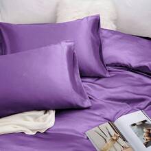Silky Soft Pink Twin XL Satin Bed Sheets Set, 1 Deep Pocket Fitted Sheet + 1 Flat Sheet + 1 Pillowcase,  In 2025 - 紫色 - 查看 5