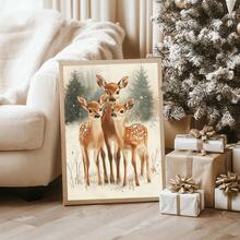 1 Peça Pintura de Rena Rudolph de Natal, Cervo de Natal Caprichoso, Arte de Parede de Natal com Nariz Vermelho, Pôster Vintage Atmosférico de Rudolph, Arte Rústica, Arte em Tela, Pôsteres para Quarto, Decoração Doméstica, Decoração de Quarto Estética, Itens de Decoração de Quarto. Moldura Opcional