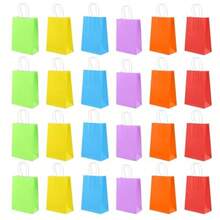 24 Pieces Paper Gift Bags In 6 Colors Kraft Paper Party Favor Bags With Handles For Birthday Wedding And Party Supplies