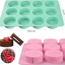 2-Piece Pink And Green Silicone Cake Baking Mold Set - 12-Hole Mold For Halloween, Christmas, Birthday Desserts, Cakes, Chocolates And DIY Crafts - 粉紅色和綠色 - 查看 2