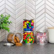 Cornucopia Brands Mini Clear Plastic Paint Cans (6-Pack), Little 3in Tall 1 Cup Miniature Arts, Crafts And Party Favor Cans; NOT For Liquids OR Heavy Objects