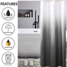 YI & ZE Black Ombre Shower Curtain Sets For Bathroom Accessories Fabric Polyester Waterproof Modern Shower Curtain Liner With 12 Hooks W36xL72{"Color_name":"Black","Size_name":"36\"Wx72\"L(Packof1)"} - 多色16 - 查看 8