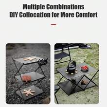 3-Tier Outdoor Folding Storage Rack, Portable Tabletop Organizer Shelf For Picnic, BBQ