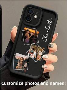 1pc Customizable 3-In-1 Puzzle Camera Protective Silicone Phone Case, Compatible With Apple XR, 11, 13, 14, 15, 16, And 17 Pro Max. It Is Clear, Fashionable, Vibrant, Cute, And Minimalist, Perfectly Matching Your Phone. It Is A Unique Personalized Gift For Friends, Girlfriends, And Mothers. A Gift For Your Loved One, Valentine's Day, Parents, Birthday, Christmas, Halloween, And Your Girlfriend. - Black - View 3