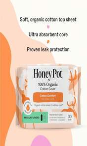 The Honey Pot Company - Sanitary Pads For Women - Non-Herbal Regular Flow W_Wings - Organic Cotton Cover &Amp; Ultra-Absorbent Pulp Core - Feminine Care - 20 Ct - ColorD - 查看 4