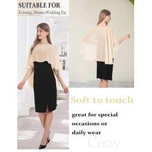 Baoqiya Women's Capelet Shawls And Wraps For Evening Dresses Soft Bridesmaid Shawl Chiffon Cape Wedding Cover Up{"Color_name":"Champagne"} - 香檳色 - 查看 5
