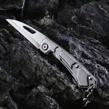 Stainless Steel Folding Knife Emergency Camping Trail High Resistance Fishing Hiking BW7330 - 銀色 - 查看 6