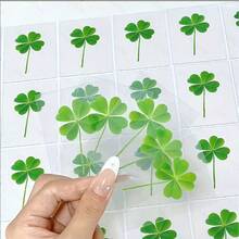 Tarjeta postal de trébol de cuatro hojas transparente, adecuada para aniversario, Acción de Gracias, Pascua - Marcador de libros floral, decoración de regalo, papelería para vacaciones, estilo minimalista y elegante, foto visible