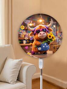 1 pièce, Jolie housse de ventilateur de vache des highlands et de tournesol, Housse anti-poussière pour ventilateur électrique sur pied, Accessoires de décoration pour la maison, Housse anti-poussière avec motif personnalisé, Housse anti-poussière en tissu durable