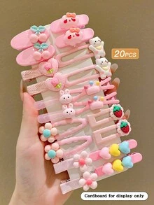 20个可爱卡通粉色发夹，粉色配饰，情人节礼物，爪夹，发卡，学生用品，粉色发夹，发饰，头部配饰，发卡 - 彩色 - 查看 8