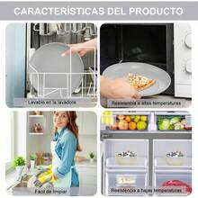 Juego de Vajilla de 42 Piezas, Juego de Vajilla de paja de Trigo, Cubiertos Reutilizables Irrompible de Fibra para 6 Personas, Sin BPA, Apto para Lavavajillas y Microondasas Negro - Gris Claro - Ver 5