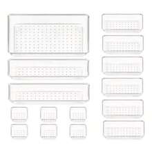 1/7/16/25 مجموعة صناديق تنظيم الرف الشفافة من البلاستيك - صناديق تخزين متعددة الوظائف بأربعة أحجام، مناسبة للمكتب والمكتب وتنظيم الرف، مصنوعة من مادة البولي بروبيلين المتينة، مثالية للاستخدام المنزلي والمكتبي، صناديق تنظيم درج المكتب | صناديق بلاستيكية شفافة | بلاستيك متين، صناديق تنظيم درج المكتب، صناديق تخزين المكتب