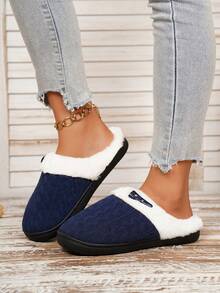 1 par de cómodas y elegantes zapatillas de casa de punto antideslizantes para adolescentes, para otoño/invierno