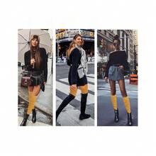 V28 Long Leg Warmer, Women's Men 80s Party Ribbed Knit Dance Sports{"Color_name":"Hole71-Turmeric"} - 多色5 - 查看 5