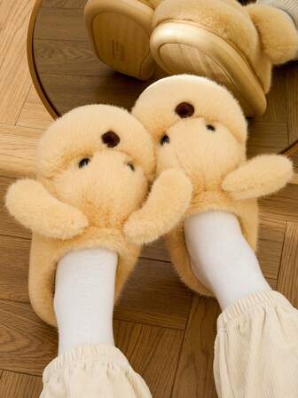 YOUMGL Pantuflas de perrito de peluche lindas para mujeres, pantuflas gruesas y cálidas para interiores, sin pelo, nuevas para 2020-2025