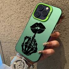 Compatible With IPhone 17 Pro Max 16 Plus 15 14 13 12 11 Air E Skull Hand Lip Tattoo Durable Shockproof Anti-Scratch PC Protective Case - màu đen - Xem 10