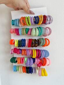 1-40 Pairs Random Assorted Letter, Vintage Coin, Leopard Print, Y2K, Geometric Acrylic Exaggerated Fashion Earring Set, Suitable For Women, Mother's Day, Valentine's Day, Christmas, Daily Wear