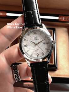 PABLO RAEZ 男士休闲腕表,棕色时尚男士腕表,奢华不锈钢银色防褪色表壳,柔软皮革表链,立体感钻石刻度,带日期显示,50米防水,全新AAA级品质男士石英腕表,运动优雅,是送给老师、朋友或家人、父亲的精美礼物,适合日常生活/工作/派对装饰,也是毕业典礼、婚礼、生日礼物的理想之选。 - 均碼 - 查看 15