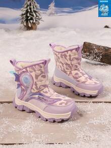 DDXDR Un par de botas de invierno para niñas, con forro de felpa cálido, impermeables y antideslizantes. Diseño de slip-on adecuado para niñas pequeñas y mayores. Ideales para jugar en la nieve, salidas con lluvia, la escuela y ocasiones casuales diarias.
