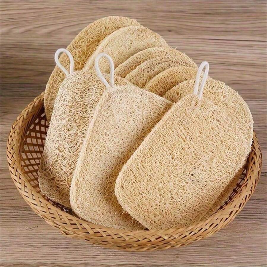 5pcs Loofah - Multi-Purpose Body & Face Exfoliator, Kitchen & Bathroom Cleaner - Expandable Plant Fiber - Multicolor - View 1