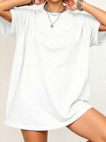 2026 Women's Quality Casual Cotton T-Shirt, Loose Fit Short Sleeve Crew Neck T-Shirt For Spring/Summer - Unisex, Loose Fit, Comfortable, Urban Vintage Style - Unisex Basic T-Shirt - 白色 - 查看 3