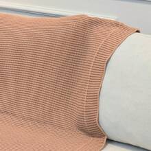 Knitted Blanket Sofa Armchair 150x100cm Siena Decor Living Room - Nude - View 5