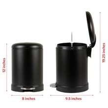 Glad - cubeta de basura pequeño de 1.2 galones | cubeta de basura redondo de acero inoxidable con tapa de cierre suave y pedal de pie | Cesta de basura de metal negro con cubeta interior extraíble,(Negro mate) - Tipo 1 - Ver 3