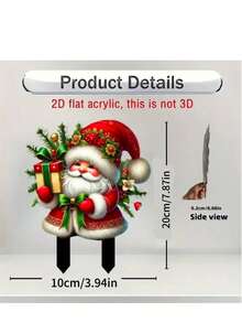 Weihnachtsmann und Rentier Gartenstecker - 2D Acryl flache Tierthemen Gartenkunst, batteriefrei, ideal für Outdoor Weihnachtsdekoration