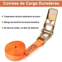 Correas de Carraca Retrctile Juego 4 2.5CM*5M Carga Mx 800KG, Correas de Amarre Remolque, Sujetadore Trinquete con Matraca Resistente a la Rotura para Coche Caravana Moto Bicicleta Camin - naranja - Ver 6