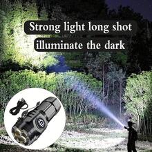 Portable Rechargeable  Flashlight| 5 Modes, 1200mAh Lithium Battery, Super Bright 3-LED 2000LM, 500m Long-Range Beam| Pocket-Sized Compact Flashlight For Outdoor, Night Fishing, Camping, Cycling, Hiking, Emergency Light, Night Shift Workers - Black, 1 Pack - View 4