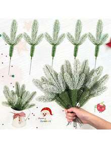 12/24 piezas de ramas artificiales de cedro, recortes de agujas de pino navideñas, adecuadas para rellenar árboles de Navidad, plantas de Navidad de plástico, árboles de Navidad DIY, manualidades de invierno, guirnaldas florales, arreglos florales, adecuadas para decoración de múltiples ocasiones, naturales y realistas, hermosas y versátiles, textura clara, fijación de color estable, alta simulación, decoración de bodas, decoración del hogar, escenario de hotel, accesorios de fotografía