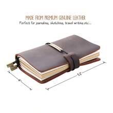 Robrasim Cuaderno de viaje rellenable hecho a mano, para hombres y mujeres, perfecto para escribir, regalos, viajeros, tamaño pequeño de 13 x 10, color café - 1 - Ver 2