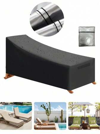 1pc/2pcs Recliner Cover, Patio Furniture Cover, Free Waterproof Storage Bag, Waterproof & UV-Resistant Outdoor Lounge Chair Cover, Heavy Duty Oxford Cloth Outdoor Beach Chair Slipcover, Durable Patio Furniture Cover, Large Lawn Furniture Cover