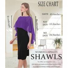 Baoqiya Women's Capelet Shawls And Wraps For Evening Dresses Soft Bridesmaid Shawl Chiffon Cape Wedding Cover Up{"Color_name":"Purple3"} - 紫色3 - 查看 6
