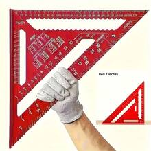 Transportador de precisión de aluminio, escuadra triangular roja de carpintero con borde dentado, ideal para trabajos de carpintería, bricolaje, decoración del hogar y proyectos de diseño, juego de accesorios de herramientas, cantidad claramente marcada, diseño compacto, construcción robusta, accesorios de herramientas resistentes a los arañazos. Adecuado para entusiastas del bricolaje, medición industrial profesional, calibración de equipos de gimnasio, medición de muebles de cocina del hogar y como regalo para caballeros. - Multicolor - Ver 2