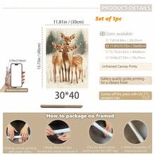 1 Peça Pintura de Rena Rudolph de Natal, Cervo de Natal Caprichoso, Arte de Parede de Natal com Nariz Vermelho, Pôster Vintage Atmosférico de Rudolph, Arte Rústica, Arte em Tela, Pôsteres para Quarto, Decoração Doméstica, Decoração de Quarto Estética, Itens de Decoração de Quarto. Moldura Opcional