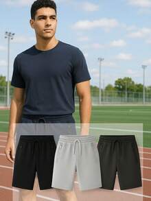 Men's Bermuda Shorts With Elastic, Adjustable Drawstring And Zippered Pockets – Casual Workout And Gym - Black - View 2