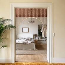 Arched Crystal Beaded Curtain Fringe Hippie Room Divider Hanging Door String Curtain For Doorway Window Hallway Home Decor - Champagne - View 3