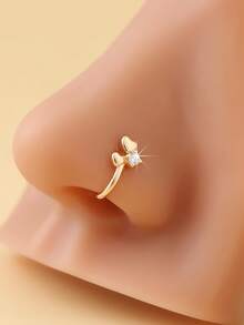 1 peça de clipe de nariz em formato de coração, novo clipe de piercing de nariz falso com zircônia cúbica em formato de U, minimalista e elegante para mulheres