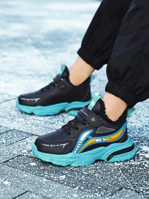 Calçados esportivos infantis com forro térmico e quentes para o inverno para meninos