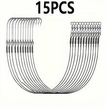 15 件高品质钢鱼钩 - 长柄，耐用黑线，带 O'Shaughnessy 锻造鱼钩，适合海钓和咸水钓鱼 - D - 查看 1