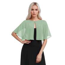 Women's Soft Chiffon Capelets Shawls And Wraps For Evening Wedding Cape Bole Cover Up{"Color_name":"DustySage"} - 達斯蒂.塞奇 - 查看 1
