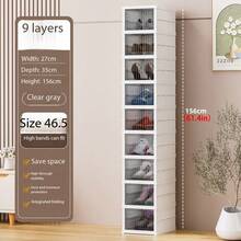 1个可折叠鞋架，防尘宿舍鞋柜，透明玄关鞋架，塑料鞋盒，轻便透明家用鞋柜收纳架，适用于运动鞋、靴子和日常鞋履，节省空间且便于携带，是走廊、小公寓、宿舍和换季整理的理想之选。易于折叠设计，隔板可拆卸，耐用塑料材质，是开启新生活或情人节礼物的完美之选。 - 彩色 - 查看 13