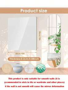 4pcs Acrylic Oval Mirror Wall Stickers, Self-Adhesive Decorative Mirrors For Bathroom, Living Room, Bedroom, Vanity - Silver - View 6