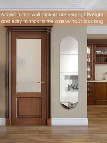 4pcs Acrylic Oval Mirror Wall Stickers, Self-Adhesive Decorative Mirrors For Bathroom, Living Room, Bedroom, Vanity - Silver - View 7