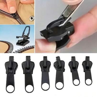 6pcs Instant Zipper Repair Kit - Fit, Multiple Sizes, Metal Replacement Zippers For Home Use