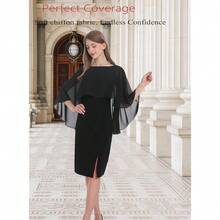 Baoqiya Women's Capelet Shawls And Wraps For Evening Dresses Soft Bridesmaid Shawl Chiffon Cape Wedding Cover Up{"Color_name":"Black"} - Black - 查看 3
